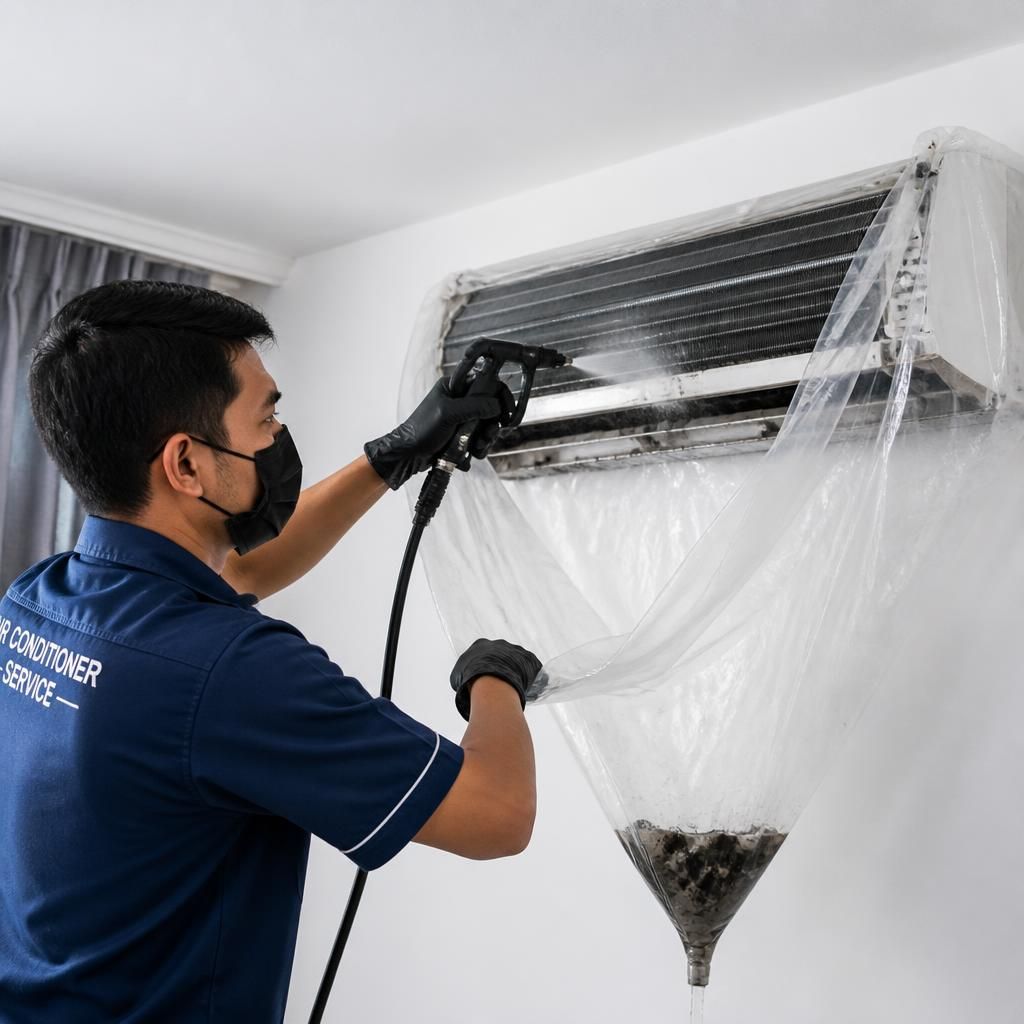 Lavage sous bâche de protection