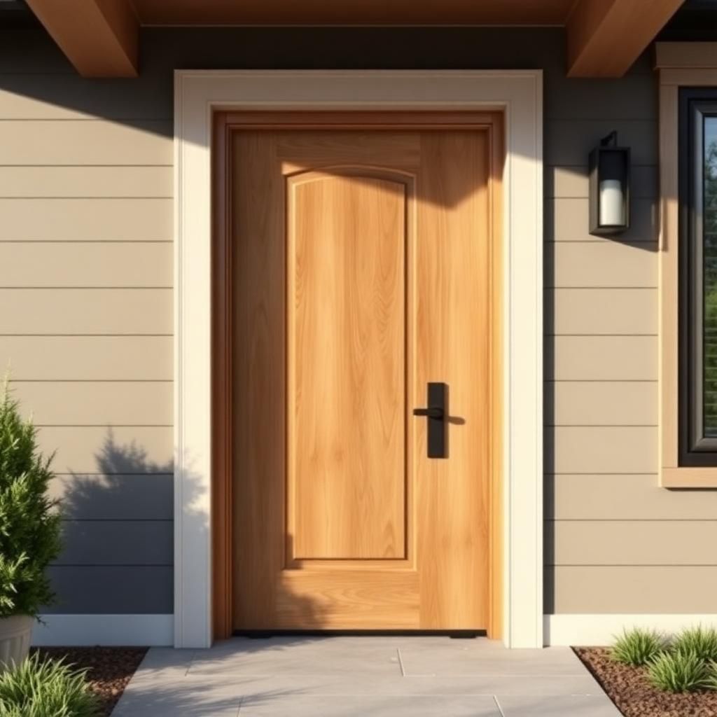 Porte d'entrée en bois noble